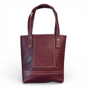 Happy Hollow Farm Medium Burgundy Leather Tote Handmade in Tennessee + Key Clip